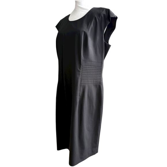 Boss Hugo Boss Womens Cap Sleeve Side Panel Sheath Dress Black Size 12 Office - Picture 9 of 16